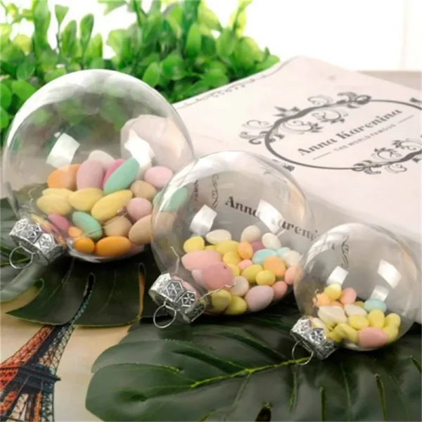 6/8/10cm Empty Christmas Tree Hanging Decorations Round Ball Transparent Open Plastic Clear Ornament Kids DIY Party Supplies - Image 2