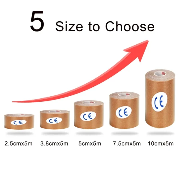 2 Size Kinesiology Tape Breathable Waterproof Athletic Recovery Sports Tape Fitness Tennis Knee Muscle Pain Relief - Image 5