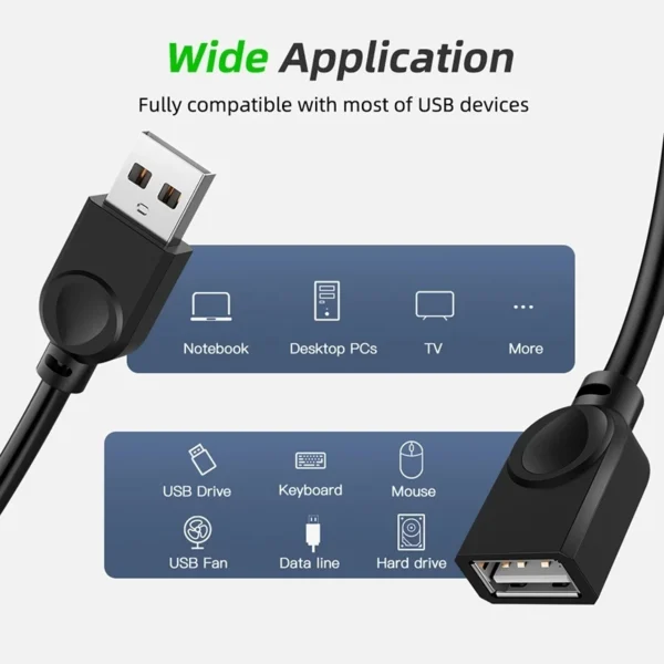 USB 2.0 Extension Cable Data Male to Female Cable Black 1.5m 3m 5m Extender Data Cord Mini USB Extension Cable For Smart TV - Image 4