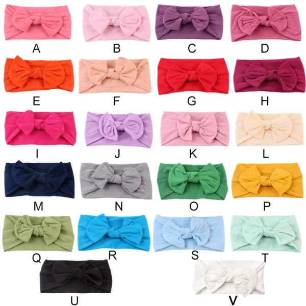One Size Newborn Bow Headwrap Baby Girl Headband Nylon Bow Knot Baby Hair Band Infant Hair Elastic Turban Kids Hair Accessories - Image 2