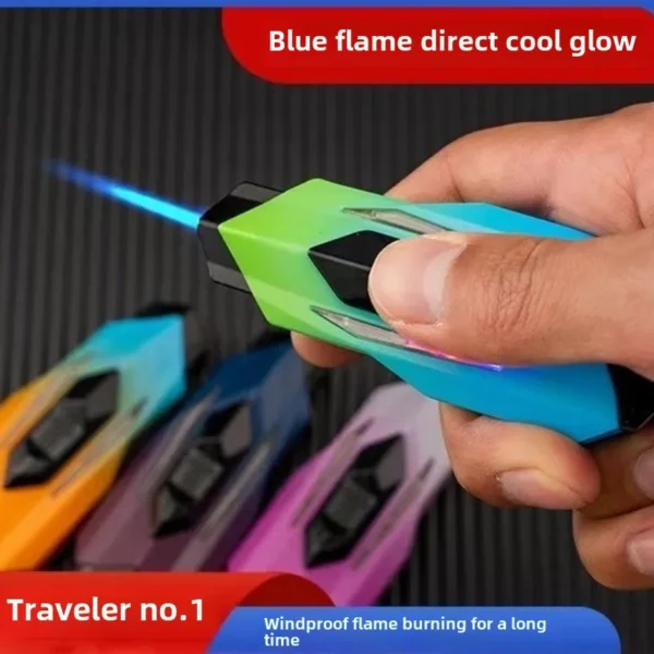 New Butane Gas Lighter with Color Light, Dual Color Flame, Airplane Style Direct Spray Lighter, Cigarette Accessories Small Gift - Image 2