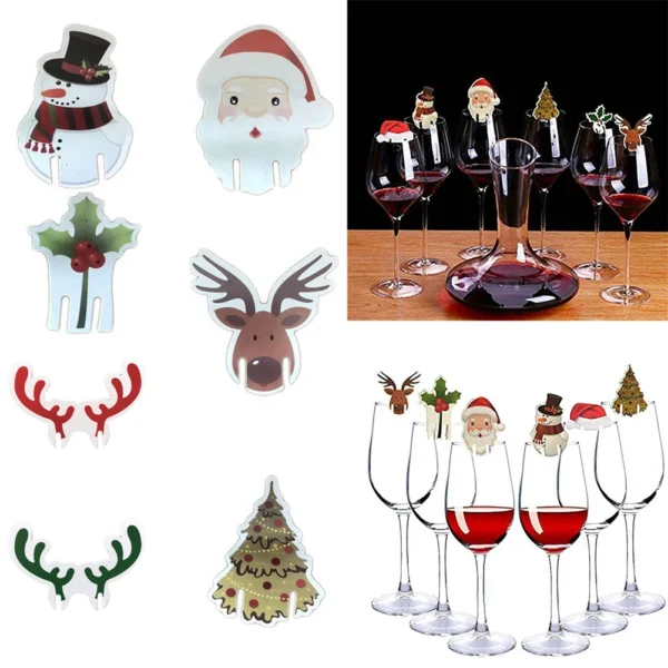 10pcs Christmas Cup Card Xmas Party Santa Hat Wine Glass Decoration Home -=-=-Table Place Decorations Christmas Party Supplies - Image 2
