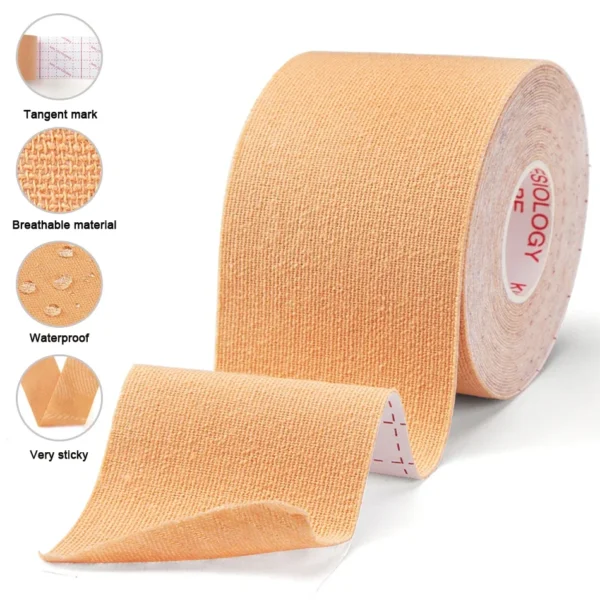 2 Size Kinesiology Tape Breathable Waterproof Athletic Recovery Sports Tape Fitness Tennis Knee Muscle Pain Relief - Image 2