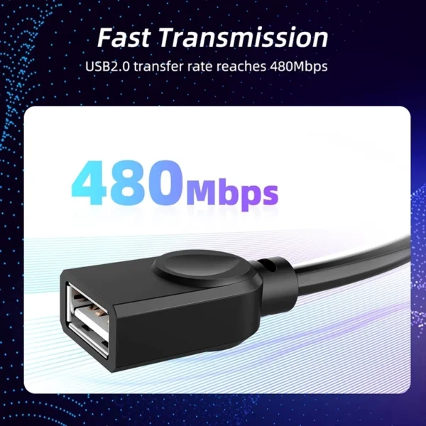 USB 2.0 Extension Cable Data Male to Female Cable Black 1.5m 3m 5m Extender Data Cord Mini USB Extension Cable For Smart TV - Image 3